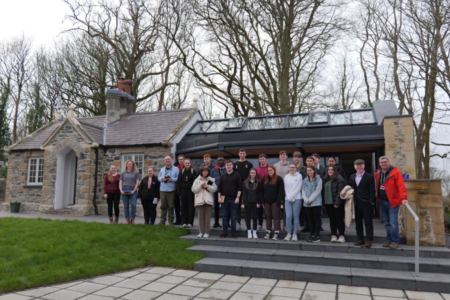 Group of business students at Nelson's Column at Anglesey 